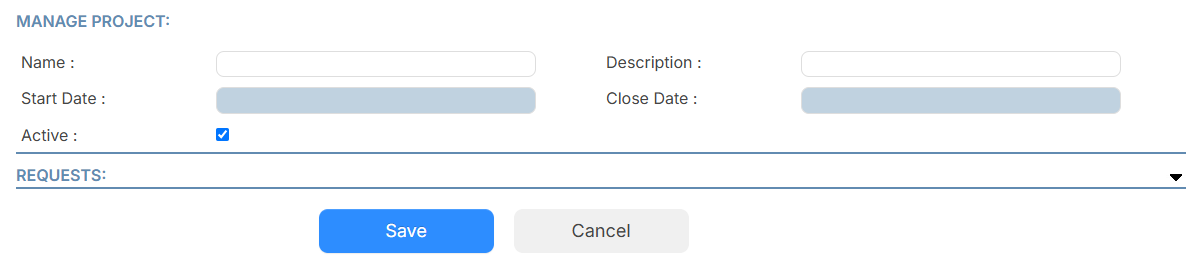 Manage Project page.